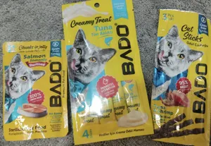 تجریه خرید بستنی گربه برند بادو مدل ماهی تن بسته 4 عددی وزن 60 گرم