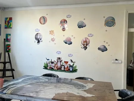 استیکر دیواری کودک راتیانا مدل animals in ballon مجموعه 8 عددی