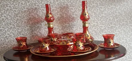 سرویس چای خوری 17 پارچه مدل شاه عباسي