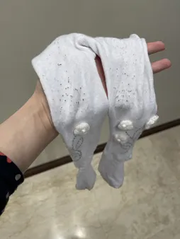 جوراب شلواری نوزادی دخترانه کد 3300 رنگ سفید