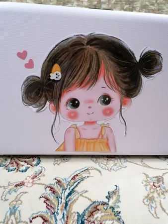 استیکر لپ تاپ مدل cute cat 03 مناسب برای لپ تاپ 15 تا 17 اینچ به همراه برچسب حروف فارسی کیبورد