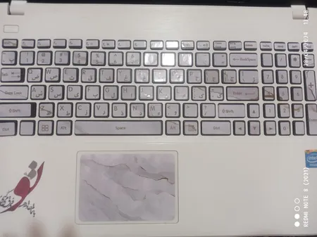 استیکر لپ تاپ مدل marble کد03 مناسب برای لپ تاپ 15 تا 17 اینچی به همراه برچسب حروف فارسی کیبورد