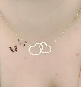 تجریه خرید گردنبند طلا 18 عیار زنانه مایا ماهک مدل MM0910 طرح دو قلب