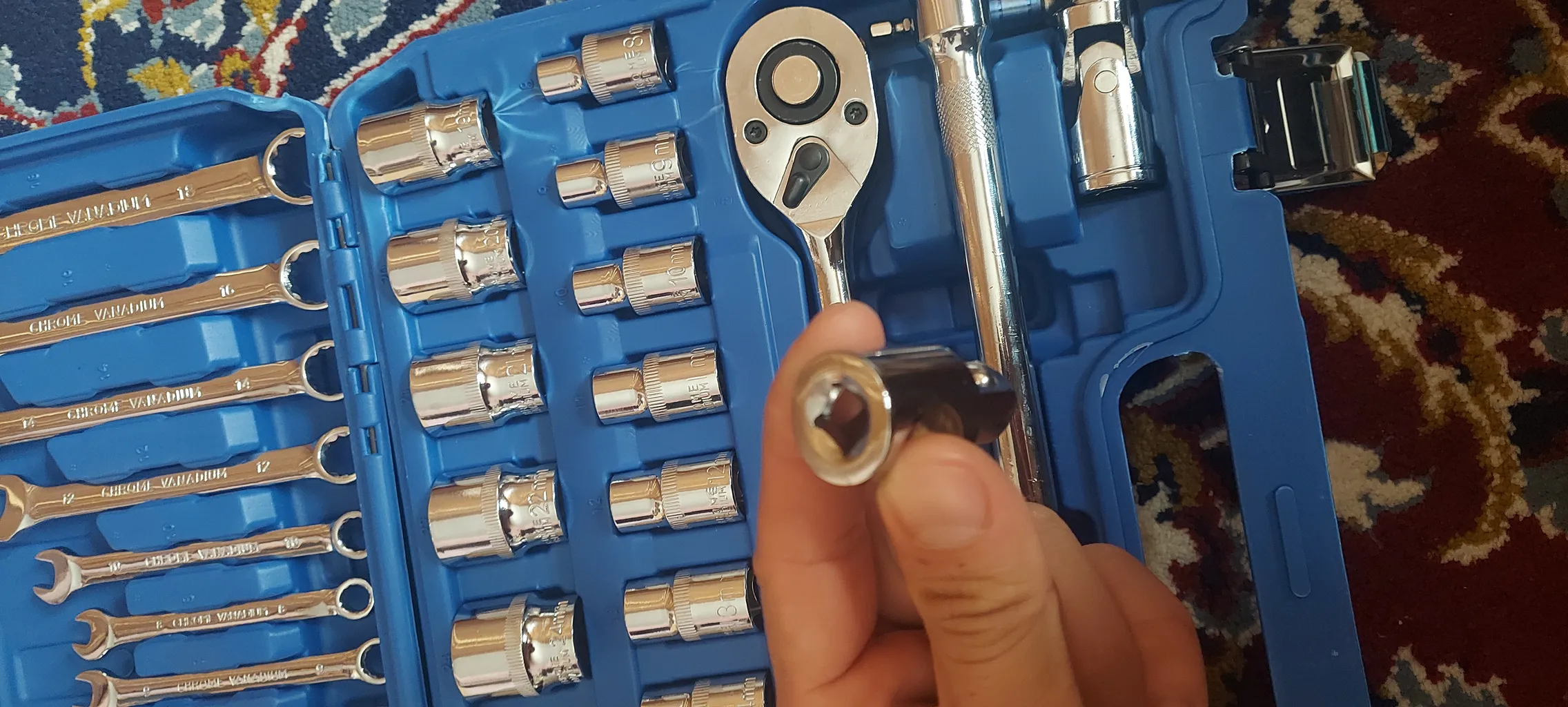 آچار بکس و آچار یک سر تخت اوکی مدل 37PSC مجموعه 37 عددی