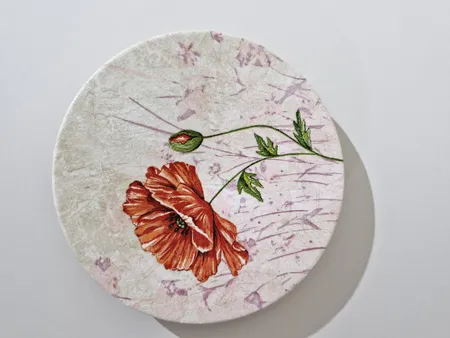 بشقاب دیوارکوب سفالی مدل بهار کد 8 مجموعه 2 عددی