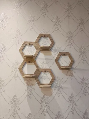 شلف دیواری خونه خاص مدل شش ضلعی مجموعه 5 عددی