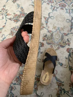 دمپایی زنانه پاپا مدل حصیری کد K1 رنگ مشکی