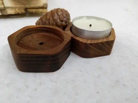 جاشمعی چوبی وودلندزون مدل شش ضلعی بسته 2 عددی