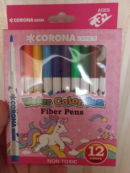 ماژیک رنگ آمیزی 12 رنگ کرونا مدل WATER COLOR PEN کد WH6996-12P