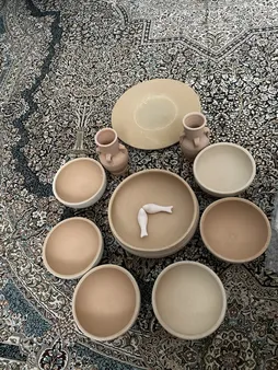 ست 12 تکه هفت سین سفالی خام مدل گرد کد H1003