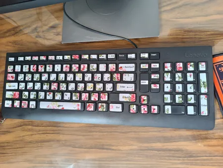 برچسب حروف فارسی کیبورد طرح گل رز کد ۰۱