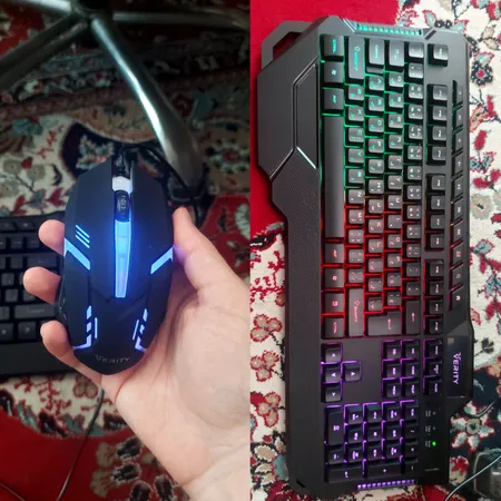 کیبورد و ماوس گیمینگ وریتی مدل V-KB6121GCW، سوییچ ممبران، Full-Size، نورپردازی LED RGB