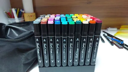 ماژیک راندو تاچ مدل Brush بسته 80 عددی به همراه استند