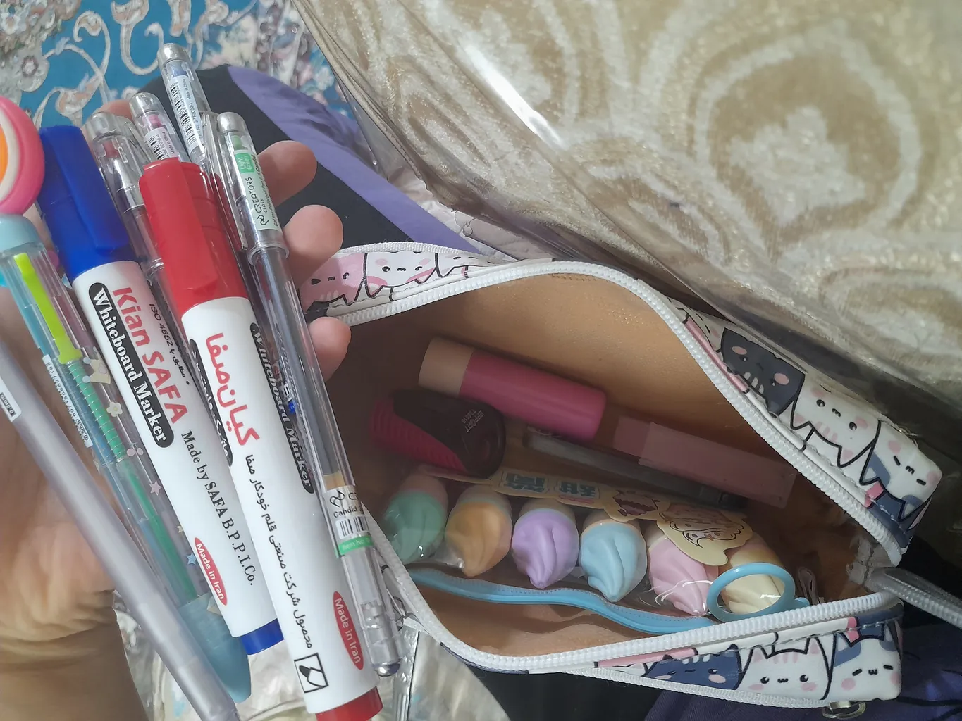 جامدادی مستر راد مدل سه زیپ طرح گربه فانتزی کد fiory 2515