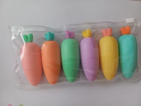 ماژیک علامت گذار مدل پاستلی طرح هویج بسته 6 عددی