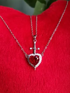 تجریه خرید گردنبند مدل دوستی قلب و شمشیر بسته 2 عددی