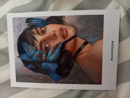 کارت پستال ماسا دیزاین طرح دختر و پرنده کد POST19