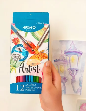 مداد آبرنگی 12 رنگ آریا مدل آرتیست