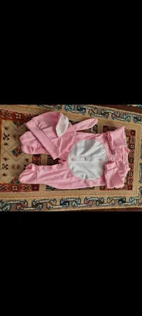 ست سرهمی و کلاه نوزادی دخترانه طرح خرگوش کد M209