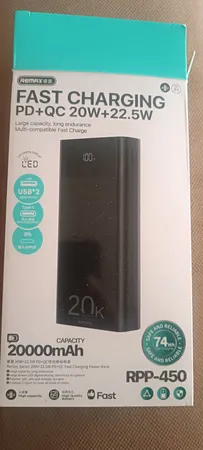 پاوربانک 22.5 وات ریمکس مدل RPP-450 22.5W ظرفیت 20000 میلی آمپر ساعت