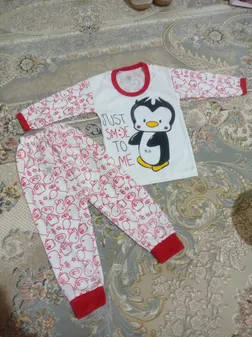 ست تی شرت و شلوار نوزادی مدل پنگوئن کد 1