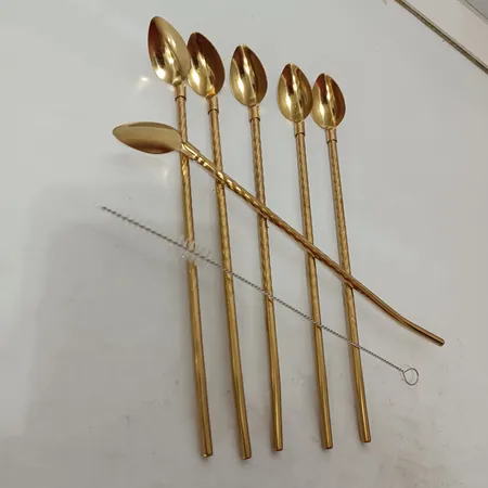 قاشق شربت خوری مدل Straw spoon بسته 6 عددی به همراه فرچه