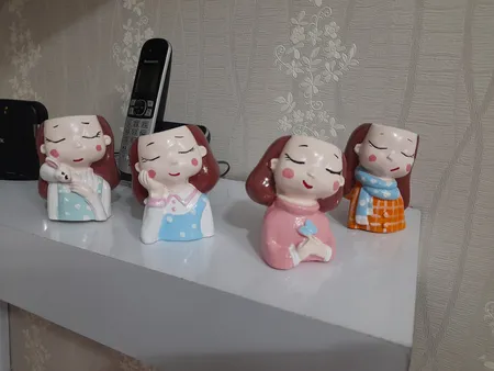 گلدان طرح دختران کاکتوس کد ck111 مجموعه ۴ عددی