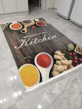 تجریه خرید  فرش ماشینی محتشم طرح به آشپزخانه من خوش آمدید کد 100495 زمینه قهوه ای