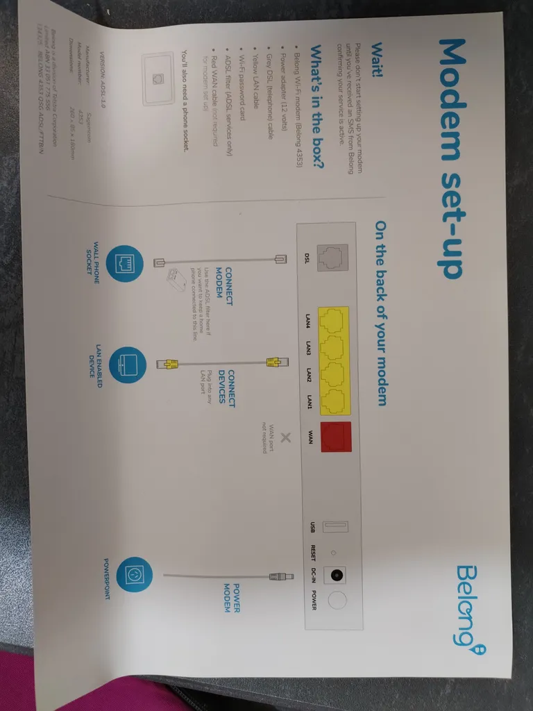 مودم روتر VDSL/ADSL بی لونگ مدل 4353 مودم روتر VDSL/ADSL بی لونگ مدل 4353