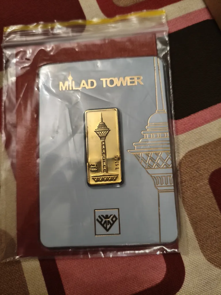 شمش طلا 24 عیار طلای محمد طرح برج میلاد مدل M-M-3