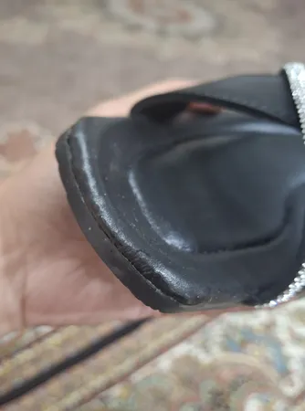 صندل زنانه سیی مدل شاین نگین دار کد 2092