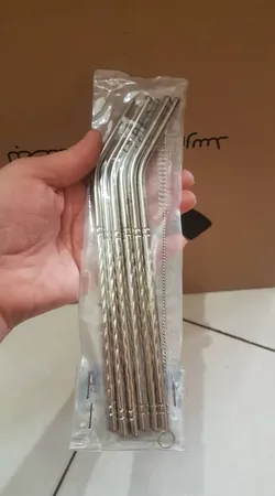 نی شربت خوری استیل لیانا کد 405 بسته 6 عددی