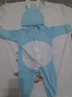 ست سرهمی و کلاه نوزاد طرح خرگوش کد M211