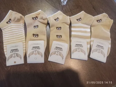 جوراب زنانه مدل خرسی مجموعه 5 عددی