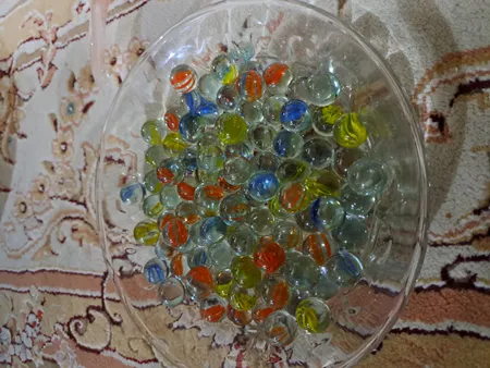 تیله شیشه ای نوستالژی گلدونه مدل A04 بسته 100 عددی