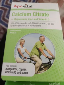تجریه خرید قرص کلسیم سیترات همراه با منیزیم زینک و ویتامین دی آپوویتال بسته 30 عددی