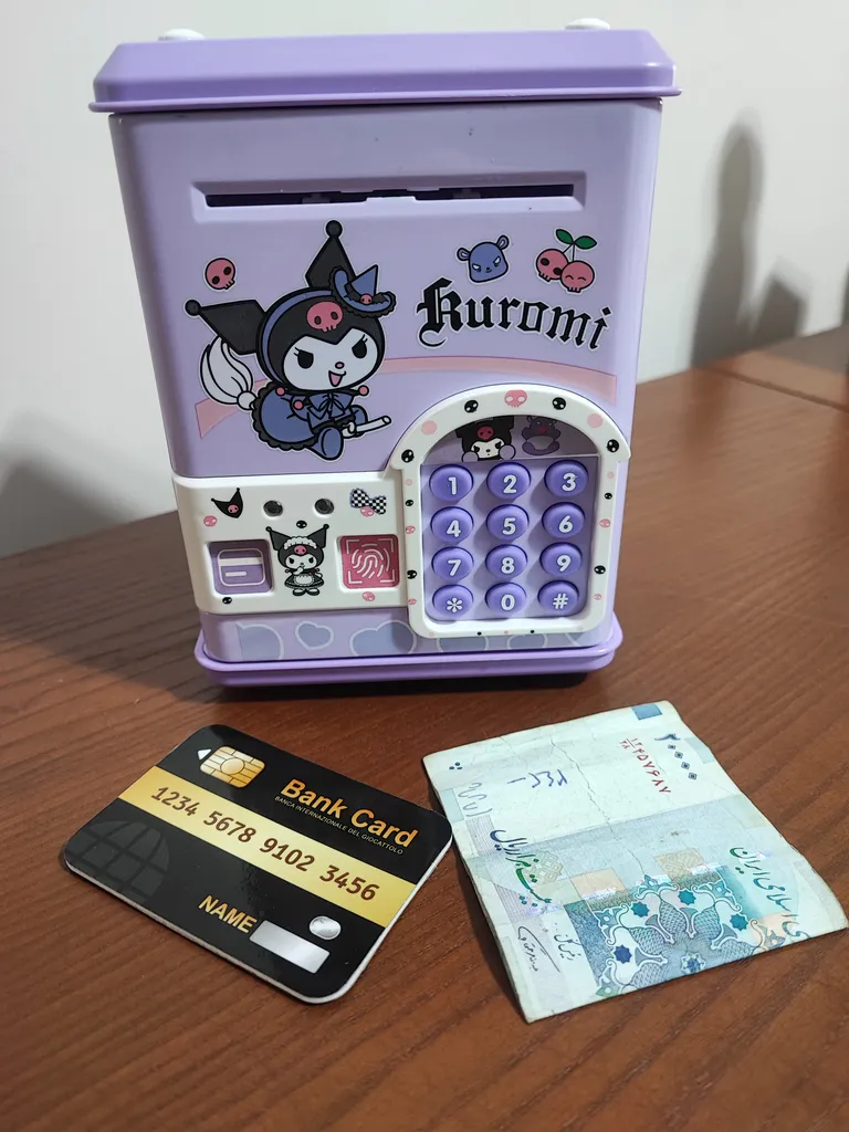 اسباب بازی مدل قلک رمز دار گاو صندوقی طرح کرومی اثر انگشتی