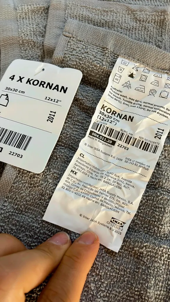 حوله دستی ایکیا مدل kornan سایز 30x30 سانتی متر بسته 4 عددی