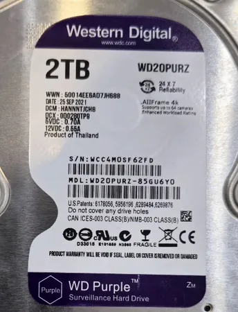 هارددیسک اینترنال وسترن دیجیتال مدل Purple WD20PURZ ظرفیت 2 ترابایت