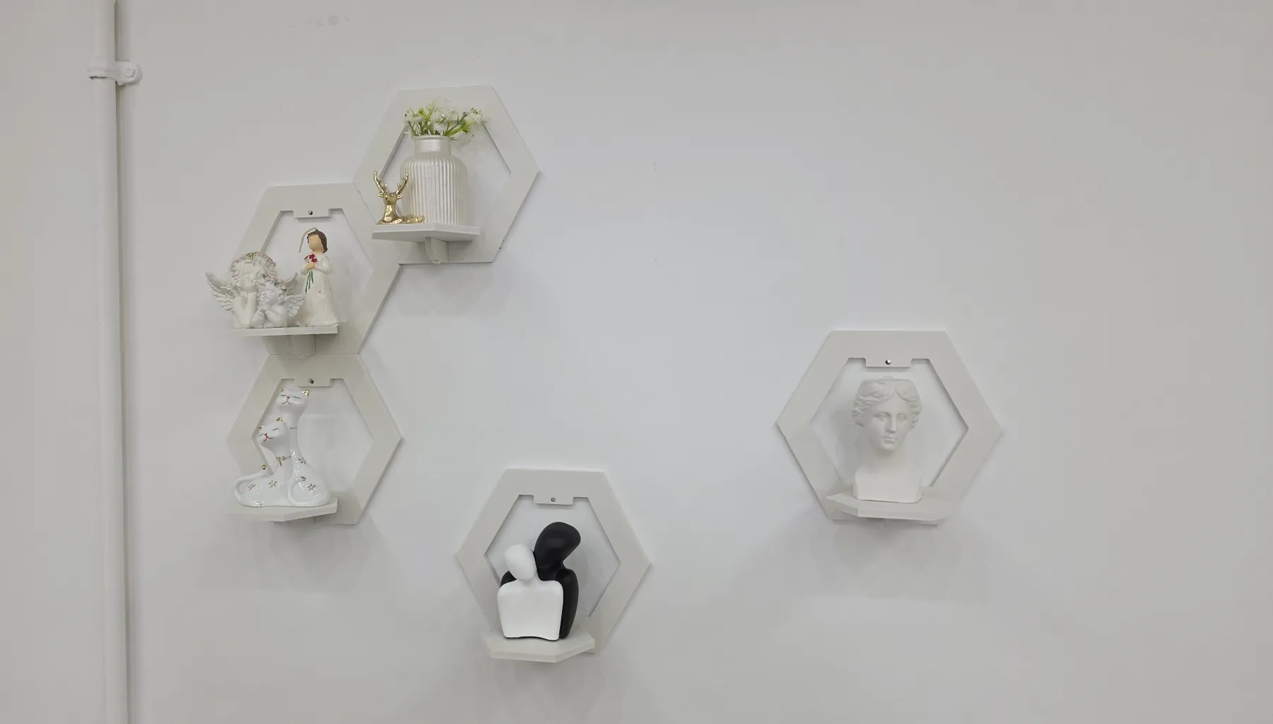 شلف دیواری خونه خاص مدل شش ضلعی مجموعه 5 عددی