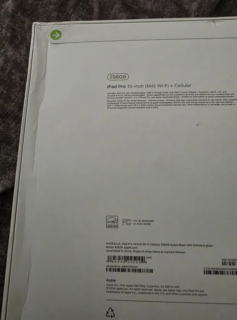 تبلت 13 اینچ اپل مدل iPad Pro 2024 M4 Wi-Fi ظرفیت 256 گیگابایت و رم 8 گیگابایت