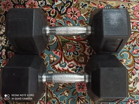 دمبل مدل شش ضلعی وزن 10 کیلوگرم بسته دو عددی