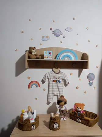 استیکر چوبی کودک باروچین مدل آسمان زیبا کد 1276