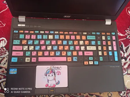 استیکر لپ تاپ مدل cute unicorn 05 مناسب برای لپ تاپ 15 تا 17 اینچ به همراه برچسب حروف فارسی کیبورد