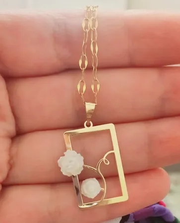 آویز گردنبند طلا 18 عیار زنانه ماهک مدل MM0556 طرح شاخه گل رز