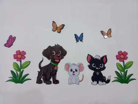 استیکر چوبی کودک باروچین مدل حیوانات زیبا کد 1343 مجموعه 14 عددی