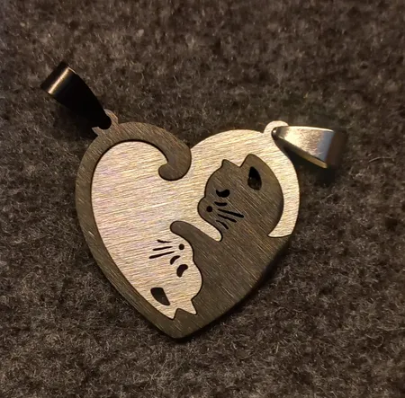 گردنبند زنانه مدل گربه قلبی بسته 2 عددی