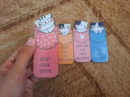 نشانگر کتاب باروچین مدل گربه های با مزه کد bk-12 بسته 4 عددی