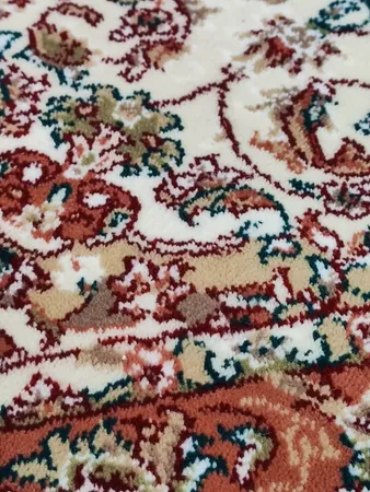 فرش ماشینی زمرد مشهد طرح 14003 زمینه کرم