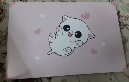 استیکر لپ تاپ مدل cute cat 02 مناسب برای لپ تاپ 15 تا 17 اینچ به همراه برچسب حروف فارسی کیبورد